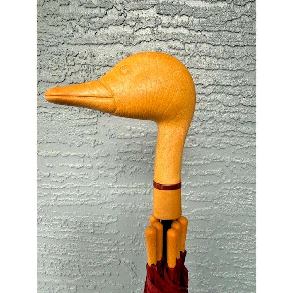 Aramis Fowl Weather Friend 80's Duck Head Umbrella Walking Cane Mallard VINTAGE